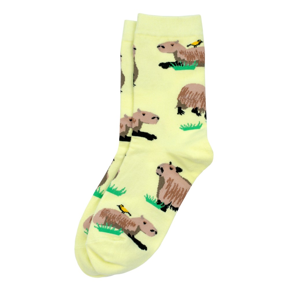 Socks cotton & spandex capybara yellow