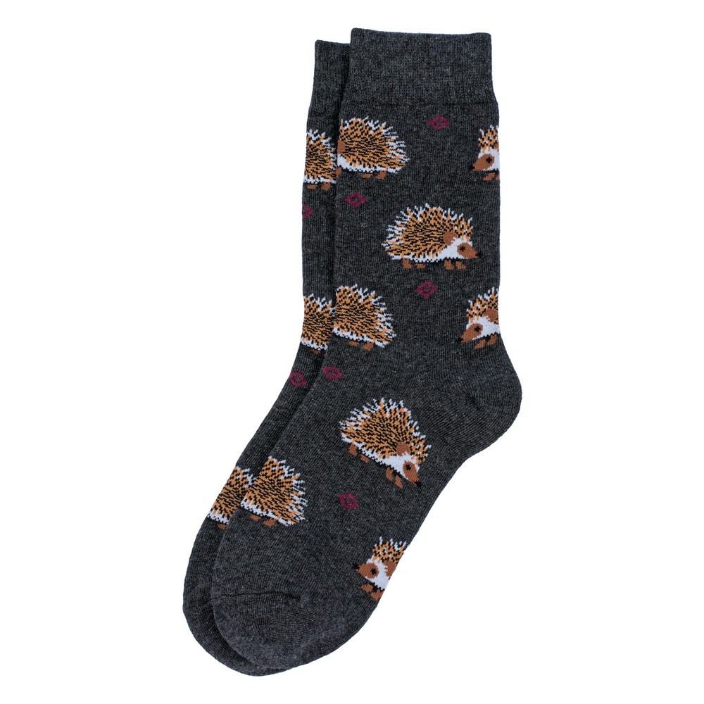 Socks cotton & spandex hedgehog friends grey