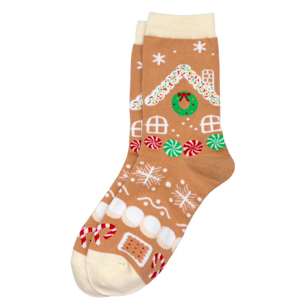 Socks cotton & spandex gingerbread house beige