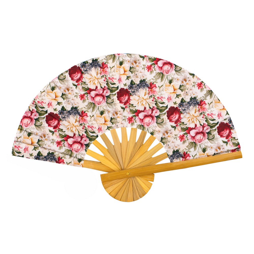 Fan cotton & bamboo floral chintz beige