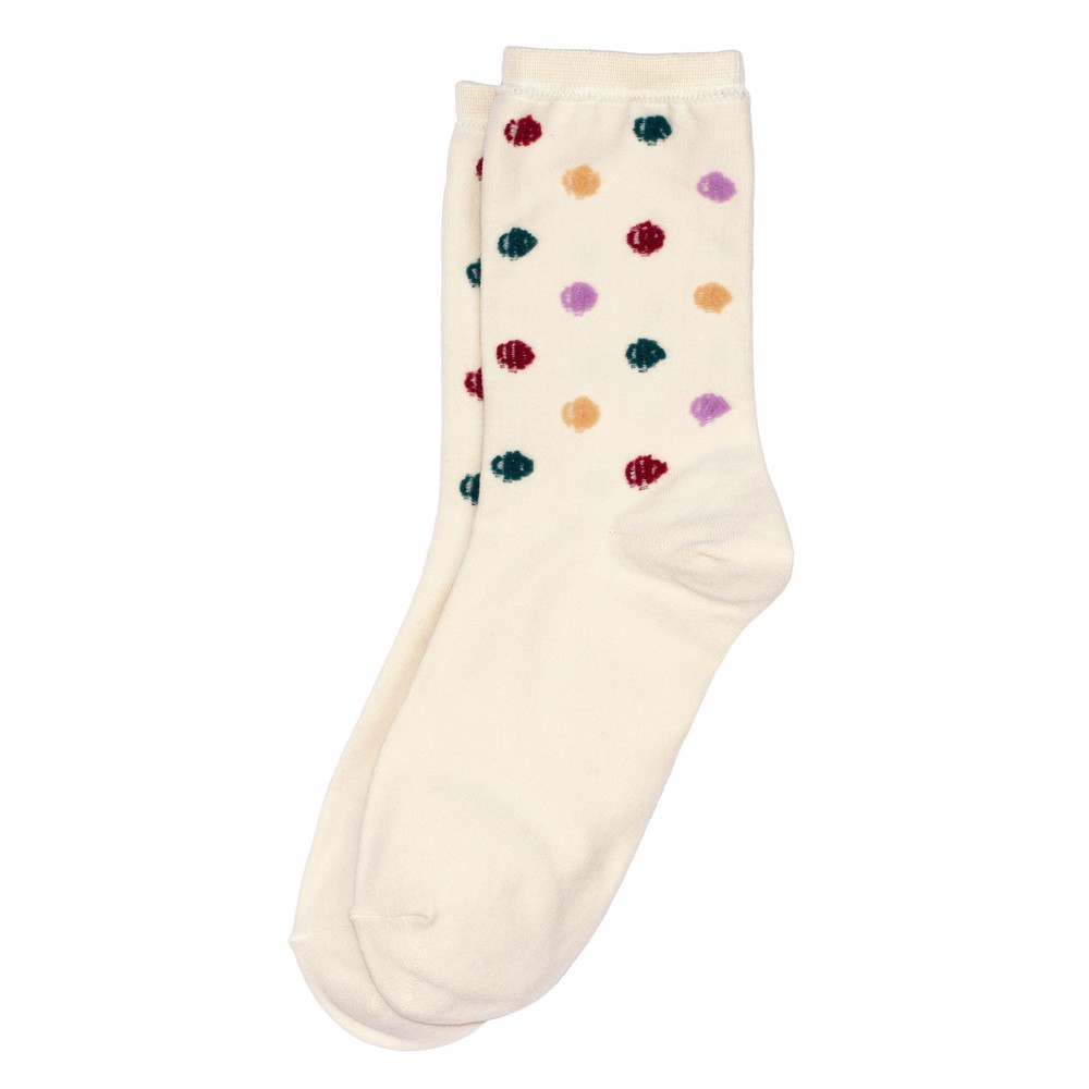 Socks cotton & spandex inside out polka off-white