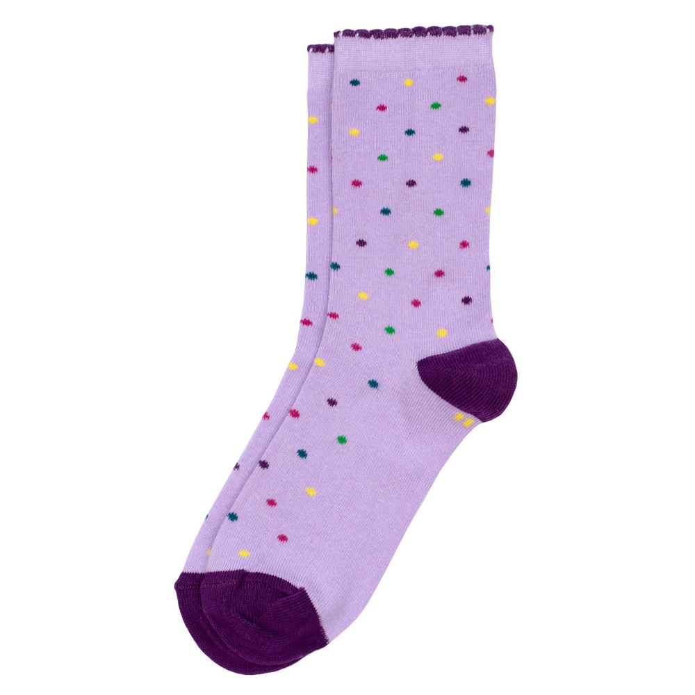 Socks cotton kids polka dot age 5-7 lilac purple