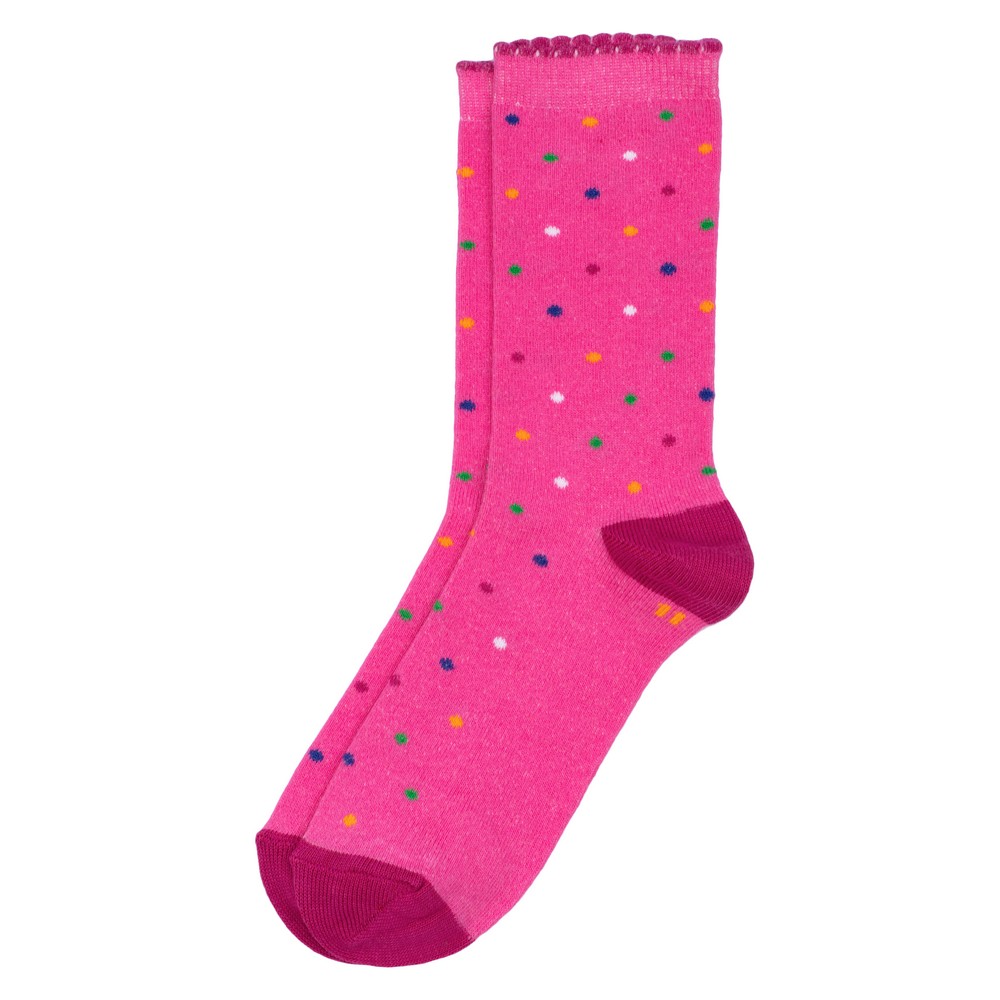 Socks cotton kids polka dot age 5-7 pink
