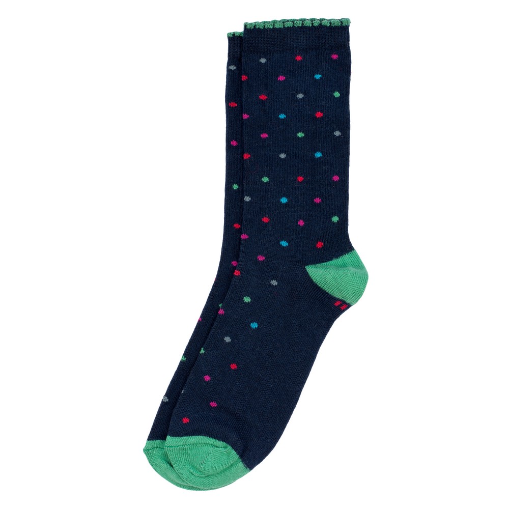 Socks cotton kids polka dot age 5-7 navy blue