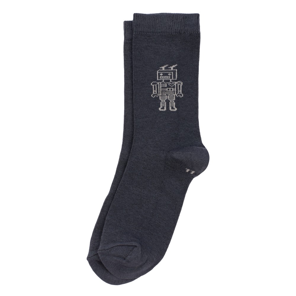 Socks cotton kids robot age 5-7 grey