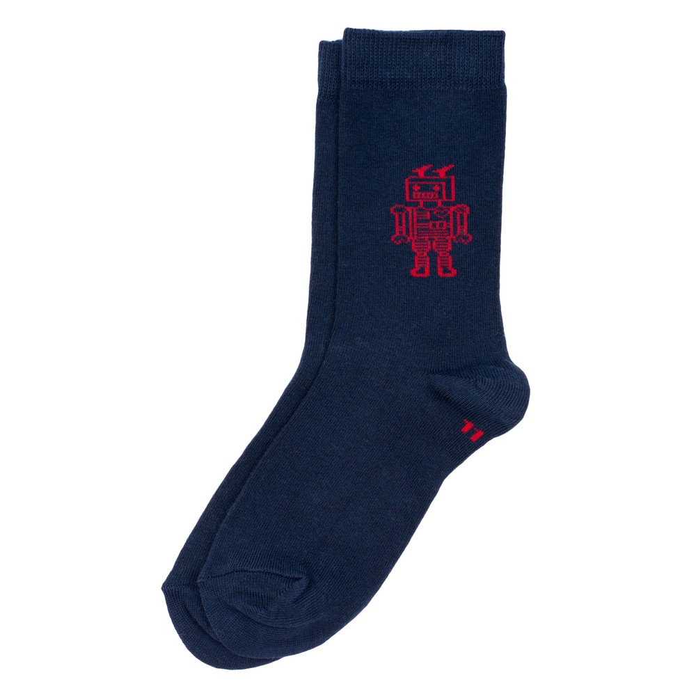 Socks cotton kids robot age 5-7 navy blue