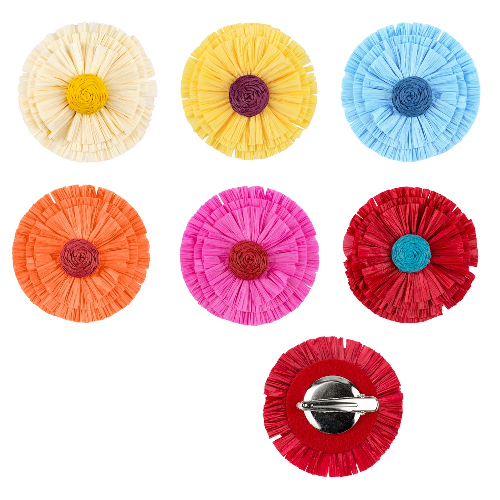 Hairwear raffia rosette assorted colours