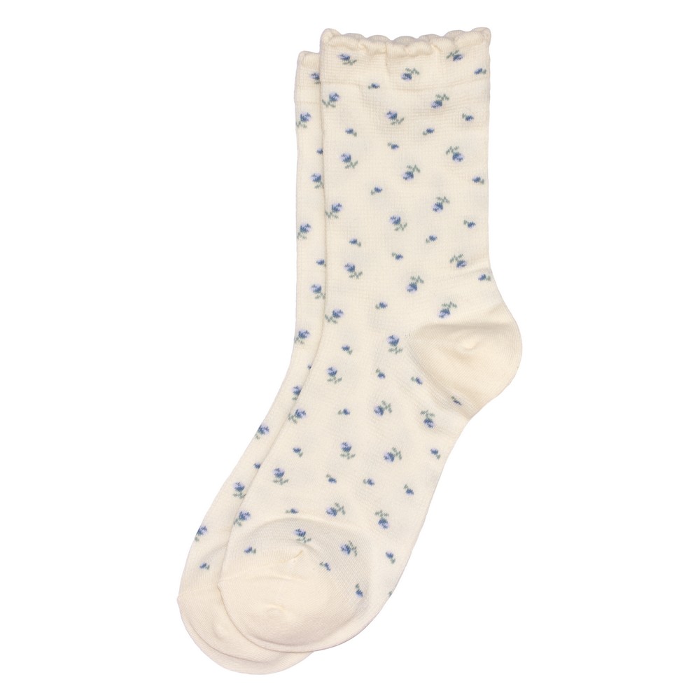 Socks cotton & spandex petit picot flower off-white