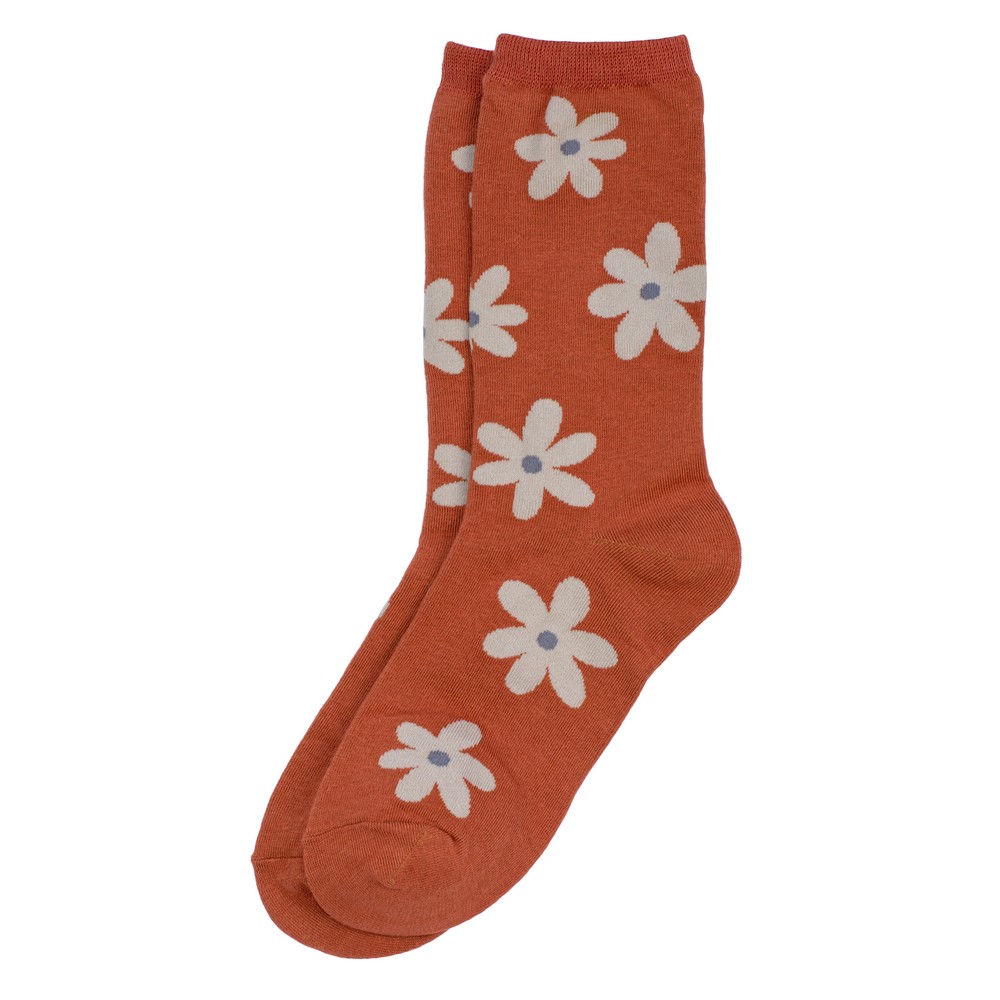 Socks cotton & spandex retro bloom orange