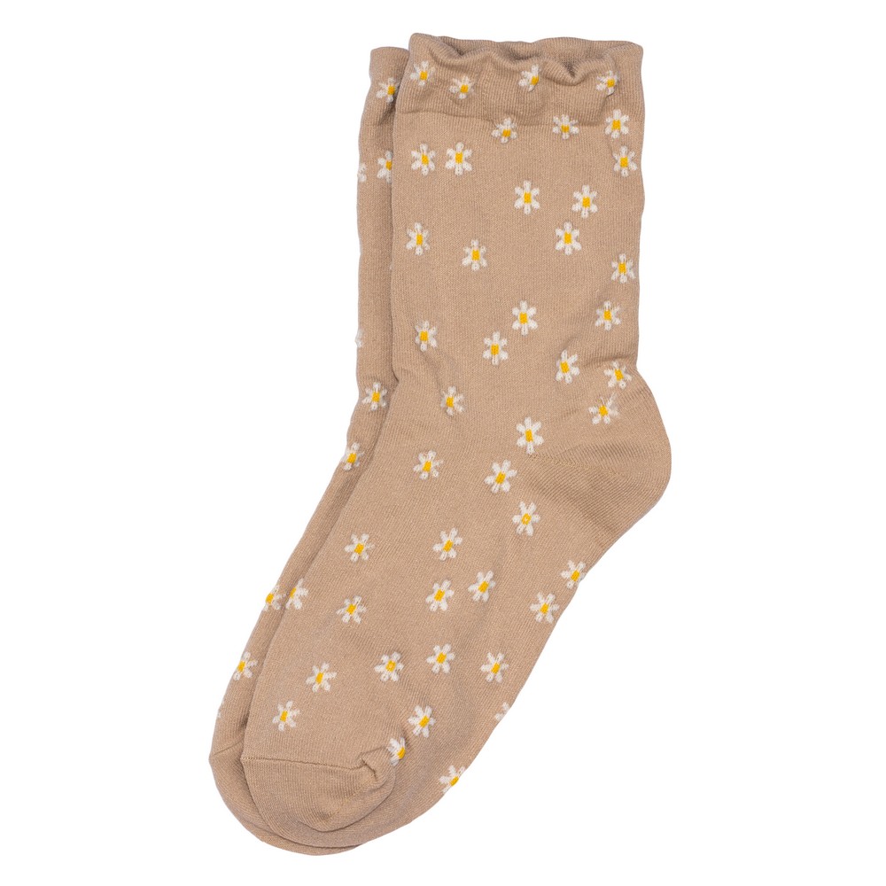 Socks cotton & spandex field of daisies beige