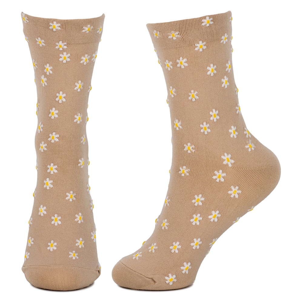 Socks cotton & spandex field of daisies beige - Image 2