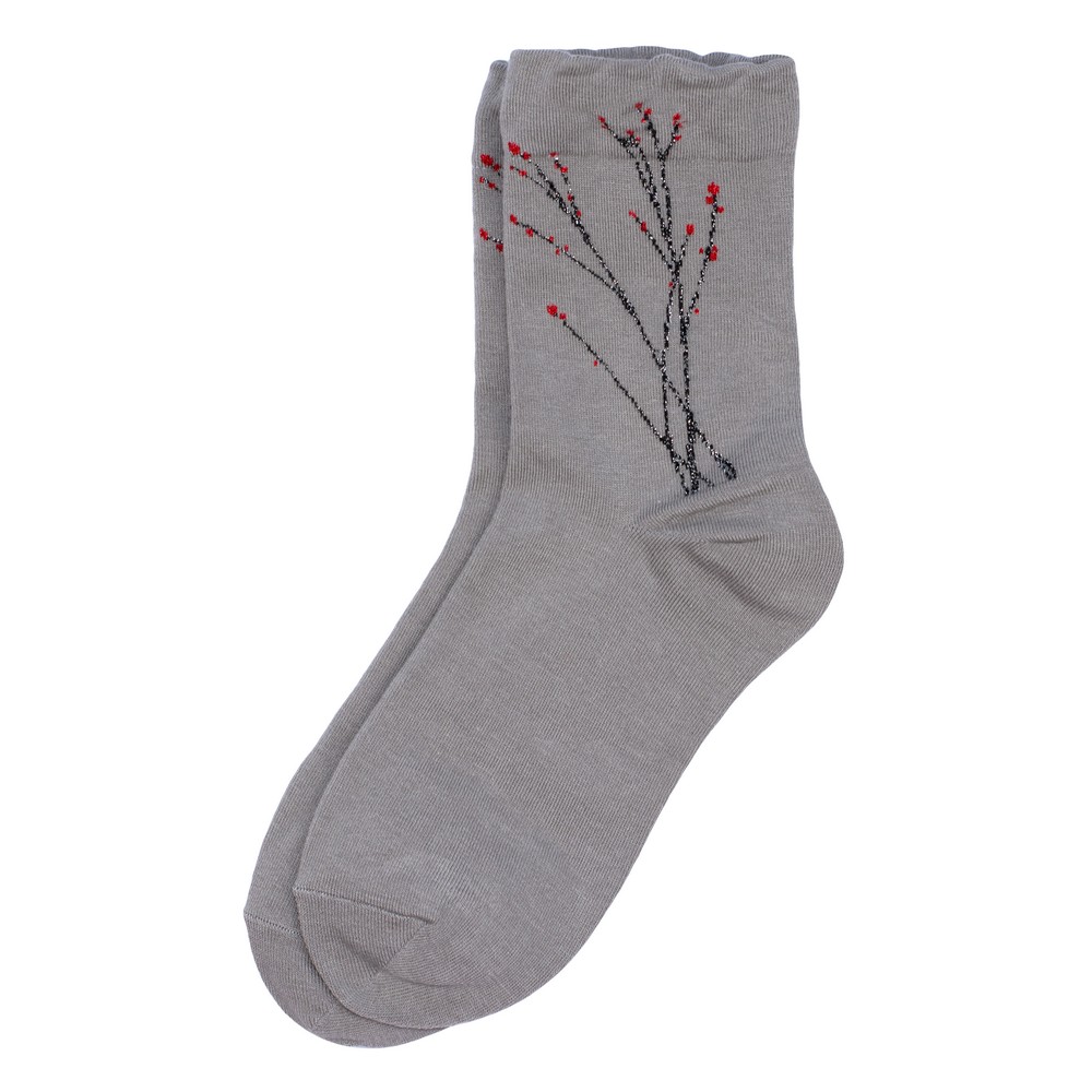 Socks cotton & spandex minimalist branch & berry grey