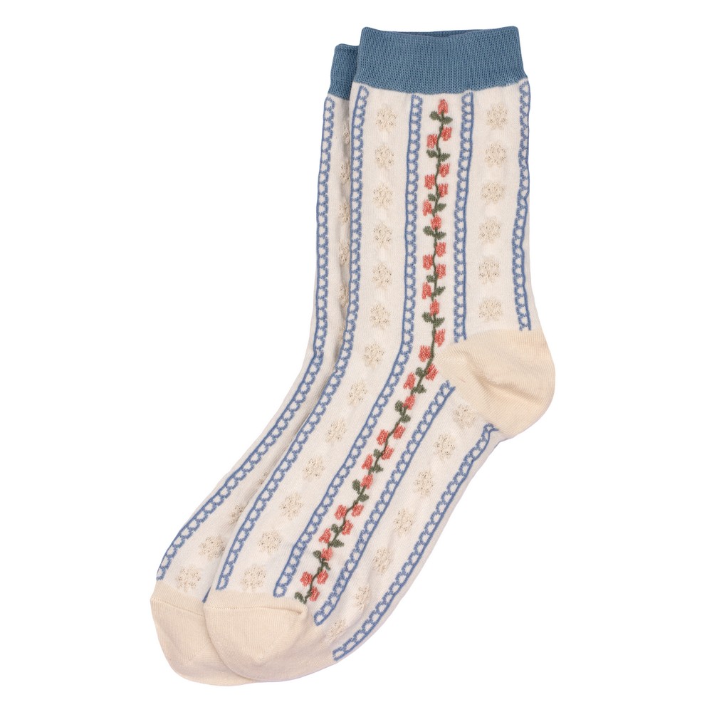 Socks cotton & spandex vintage rose line off-white