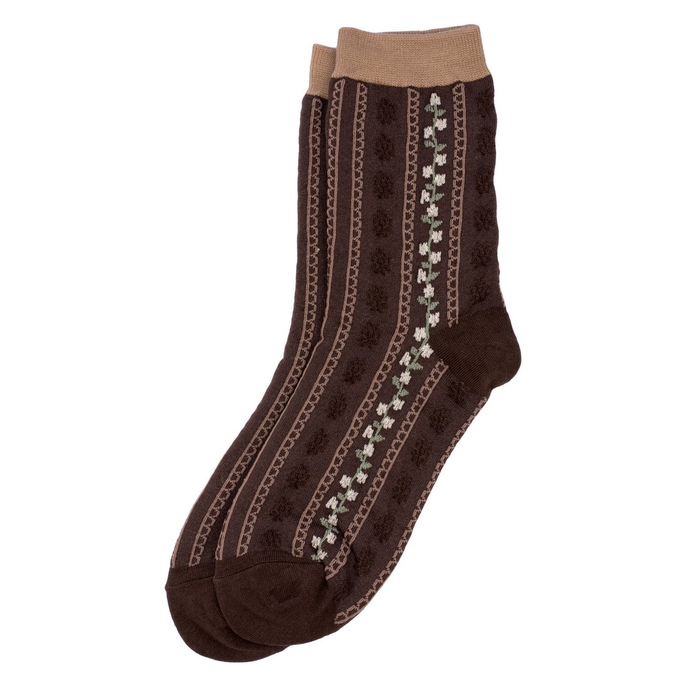 Socks cotton & spandex vintage rose line brown