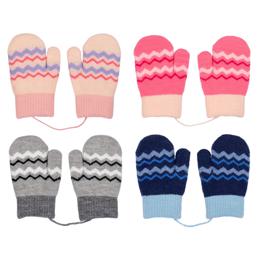 Gloves acrylic kids mittens zig zag 0-3 years