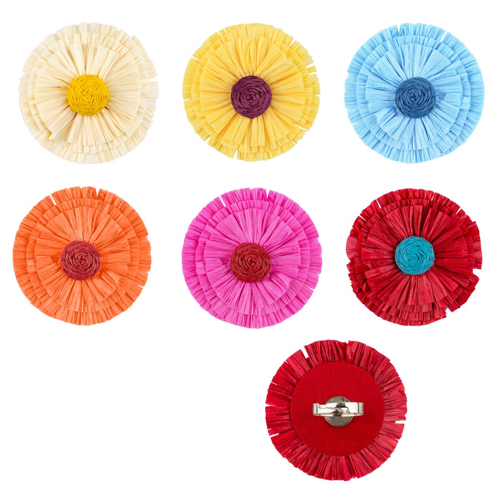 Ring raffia rosette assorted colours