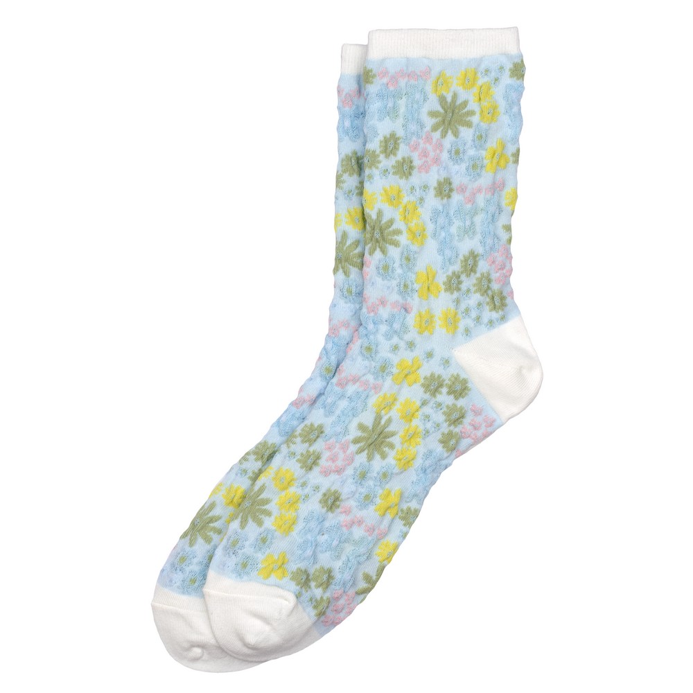Socks cotton & spandex garden whimsy blue