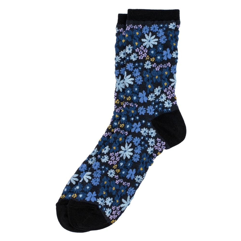 Socks cotton & spandex garden whimsy navy blue