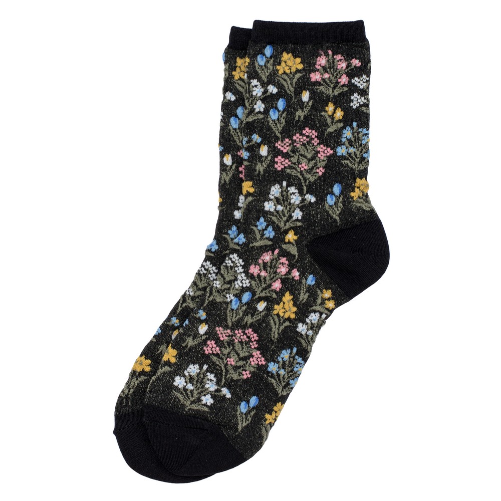 Socks cotton & spandex botanical breeze black