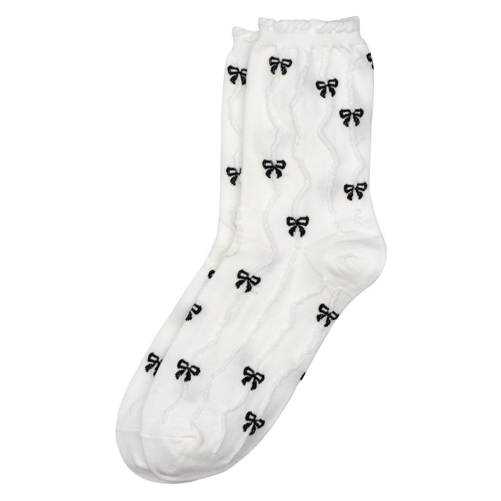 Socks cotton & spandex blissful bow white
