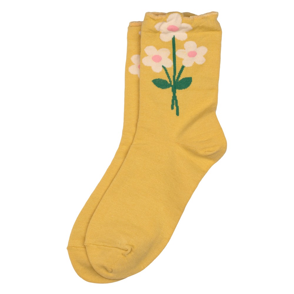 Socks cotton & spandex flora pop yellow