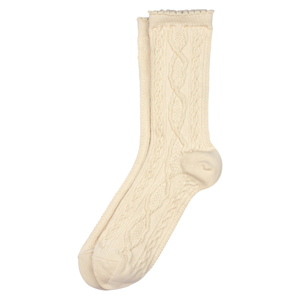 Socks cotton & spandex twist & texture beige
