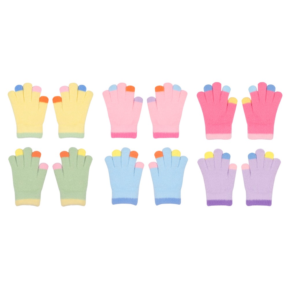 Gloves acrylic kids fluffy plain tips 4-8 years