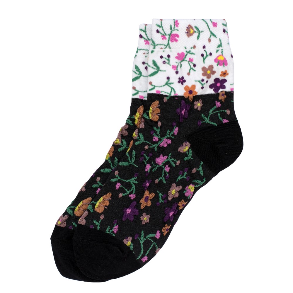 Socks cotton & spandex floral muse black