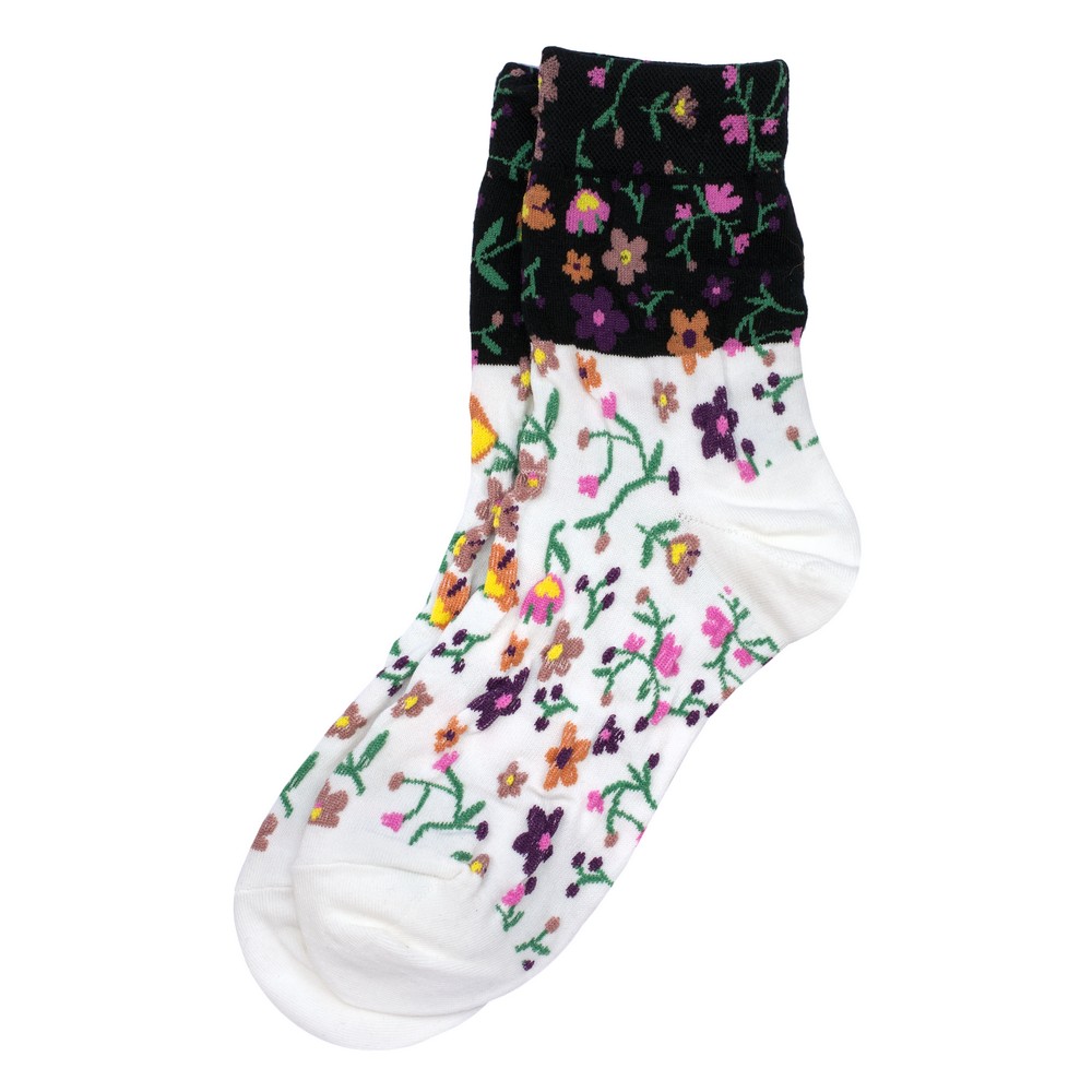 Socks cotton & spandex floral muse white