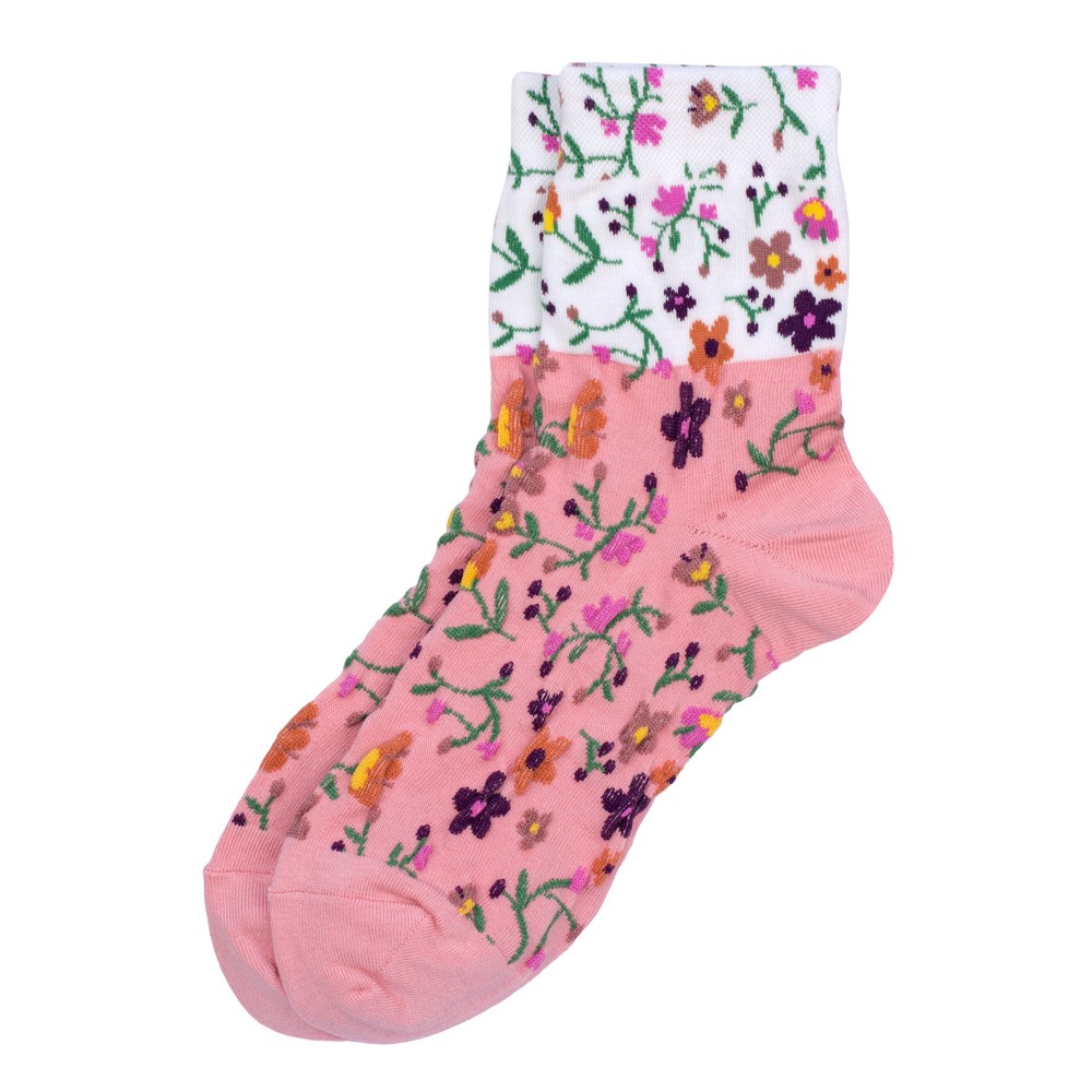Socks cotton & spandex floral muse pink