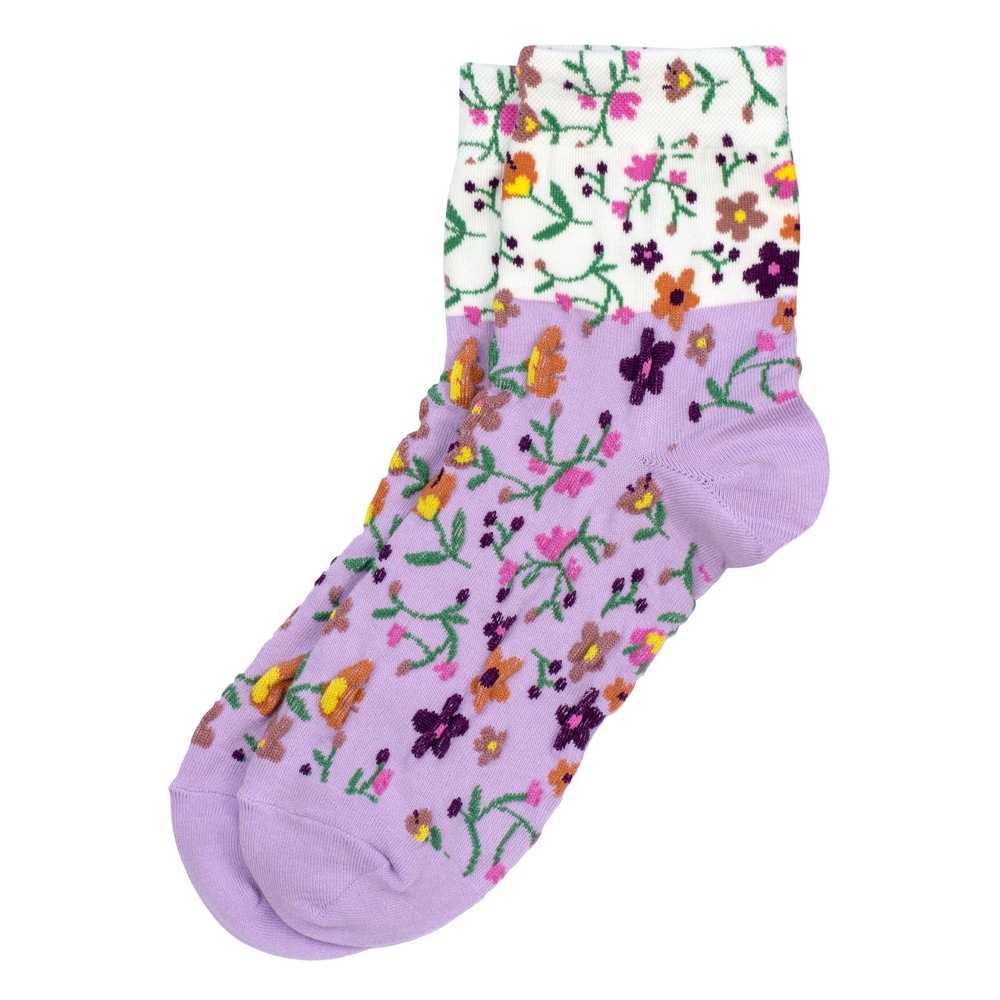 Socks cotton & spandex floral muse purple