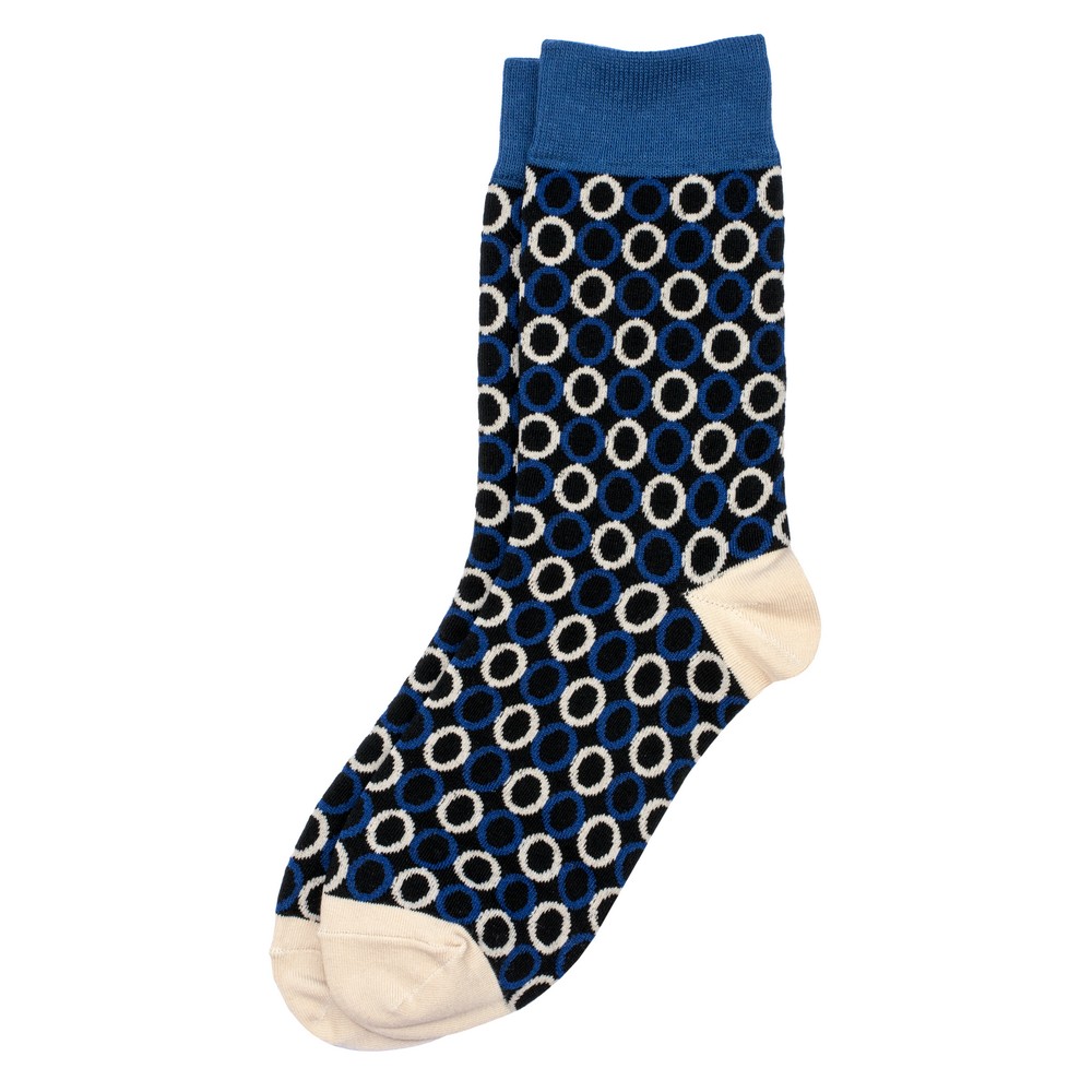 Socks cotton & spandex dot & dash navy blue