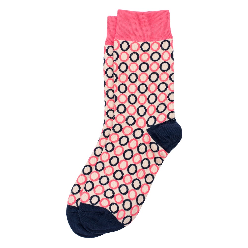 Socks cotton & spandex dot & dash pink