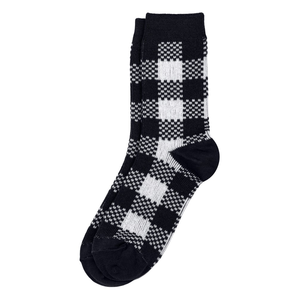 Socks cotton colour block checkered black
