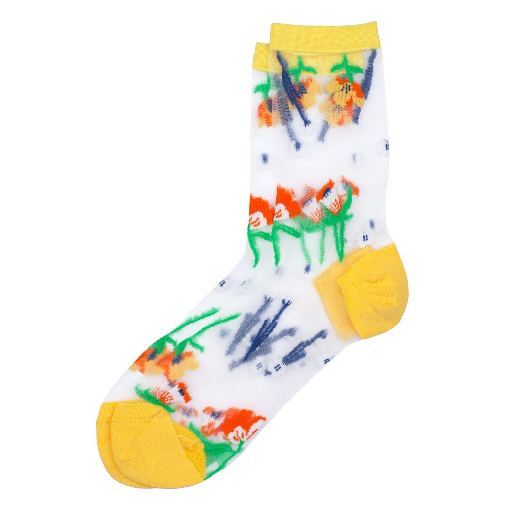 Socks cotton sheer petal parade yellow