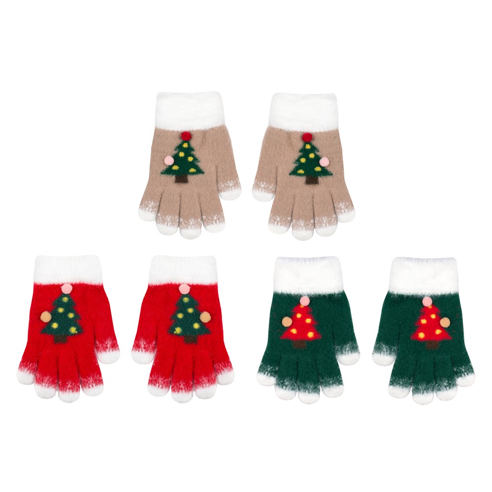 Gloves acrylic kids Christmas tree age 6-10