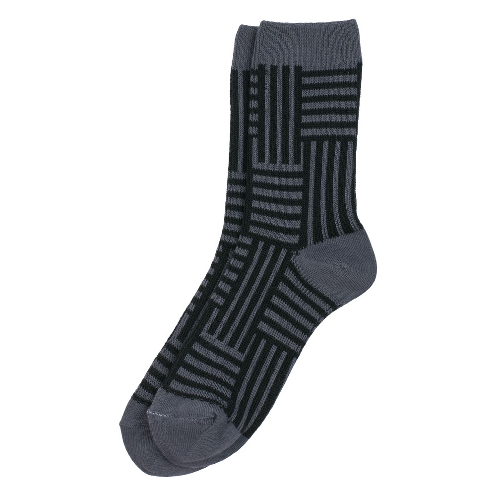 Socks cotton stripe voyage black & grey