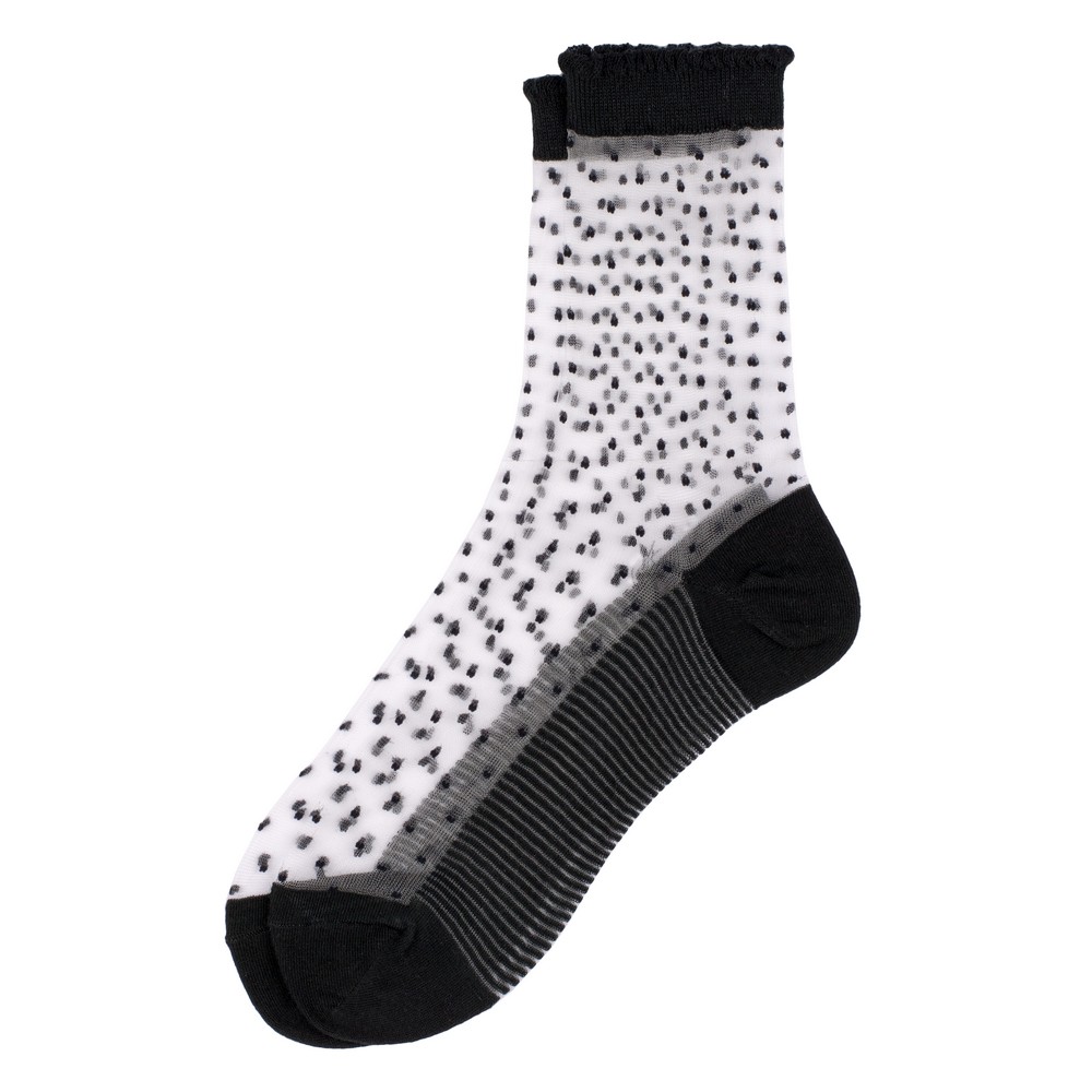 Socks cotton sheer polka dot black