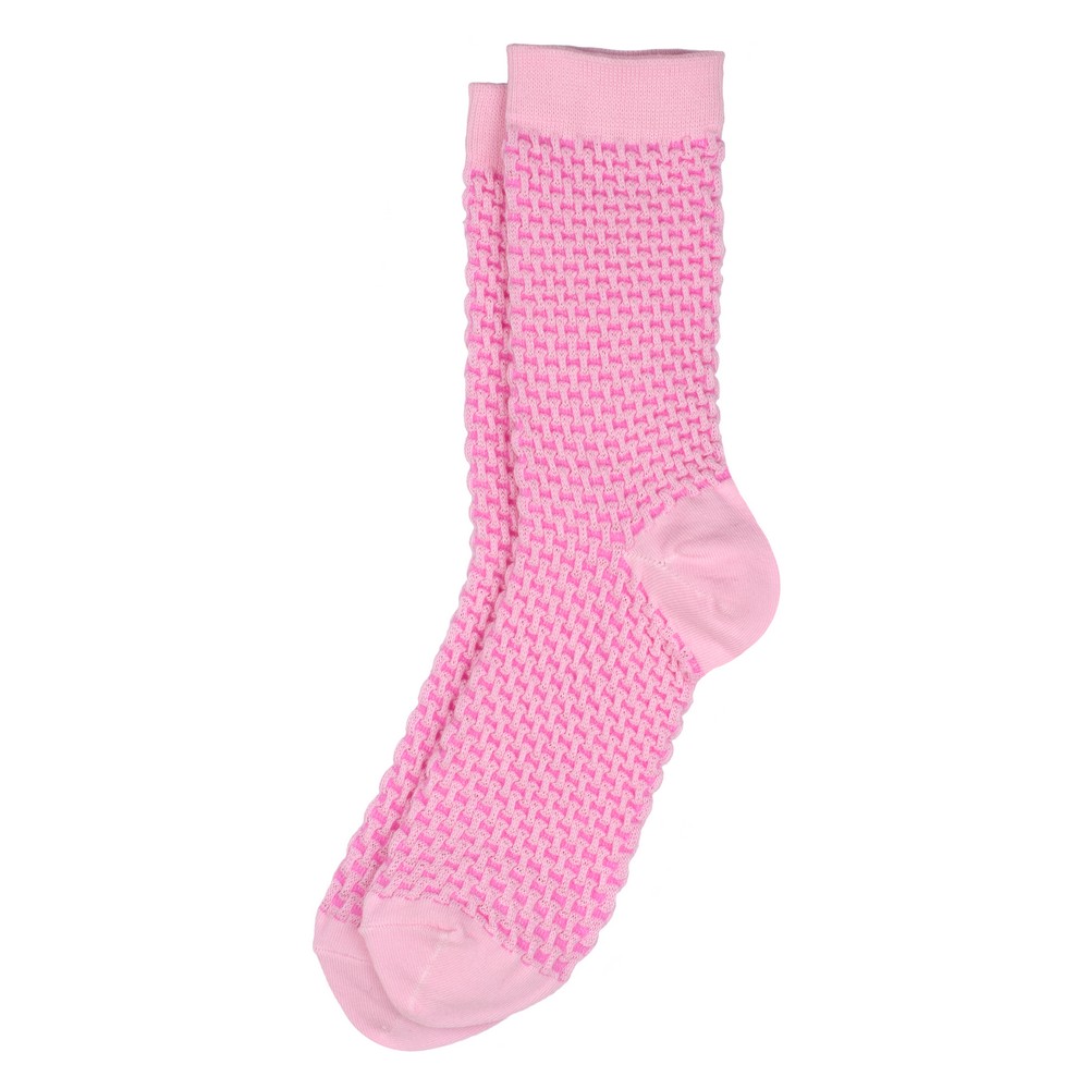 Socks cotton & lurex basket weave pink