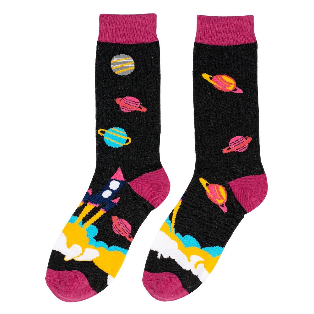 Socks bamboo & spandex gents red planets black
