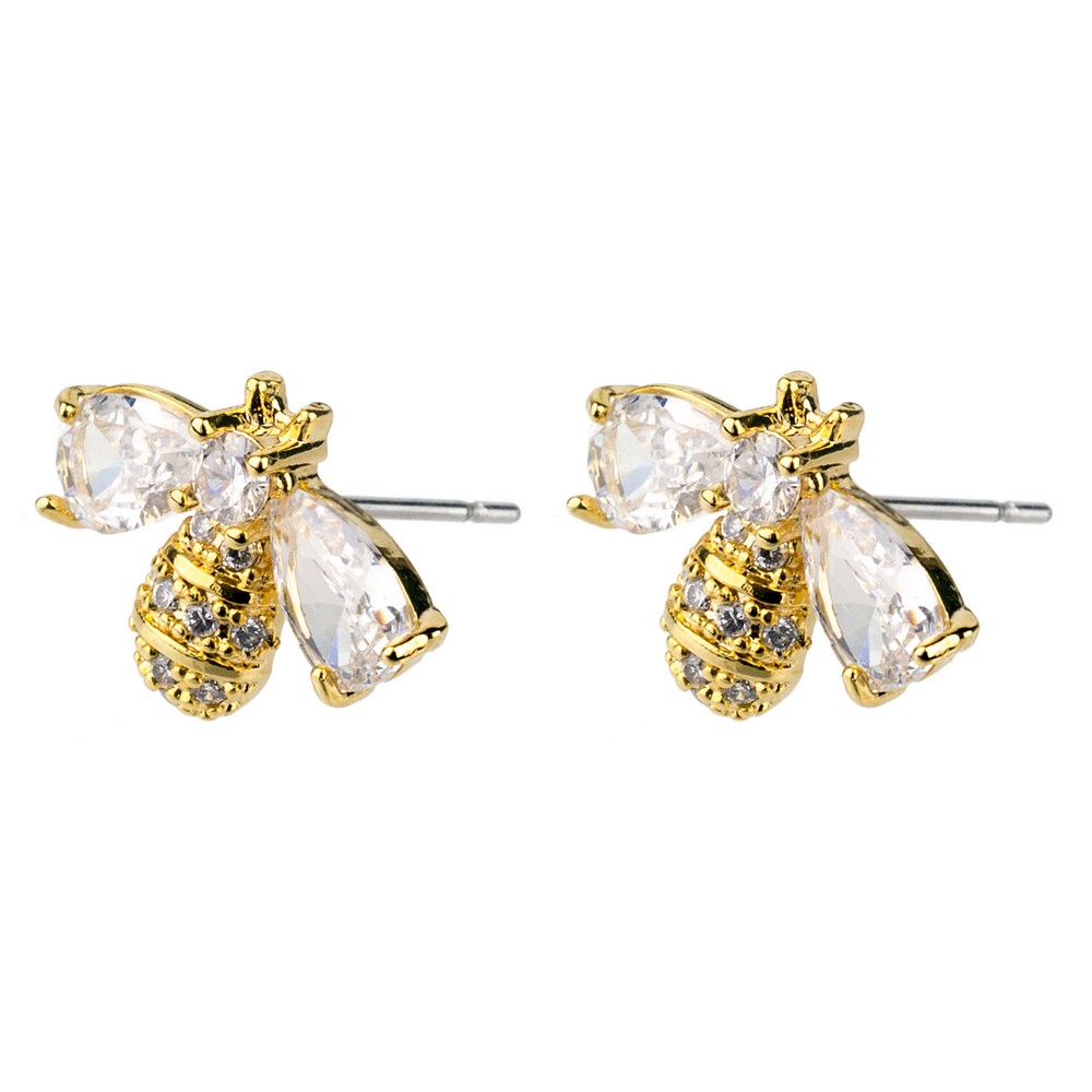 Stud earring crystal glass bee multicoloured