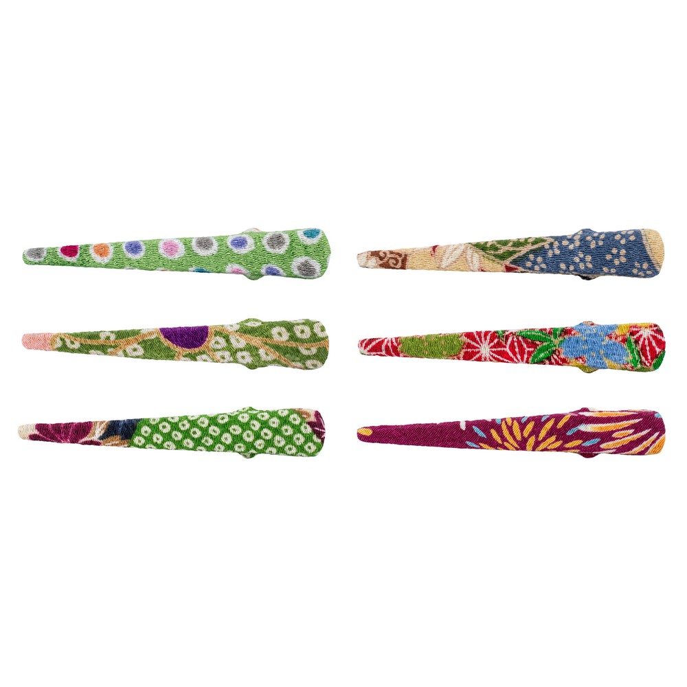 Hairwear cotton chirimen kimono print small duckbill clip multicoloured
