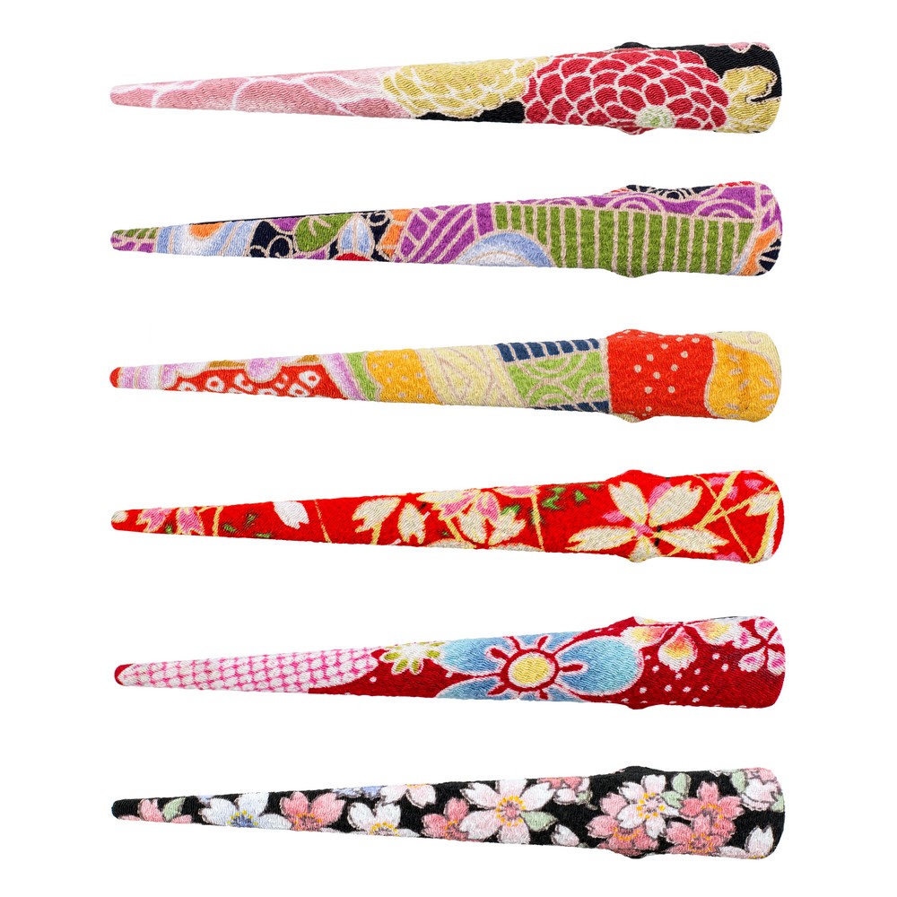 Hairwear cotton chirimen kimono print large duckbill clip multicoloured