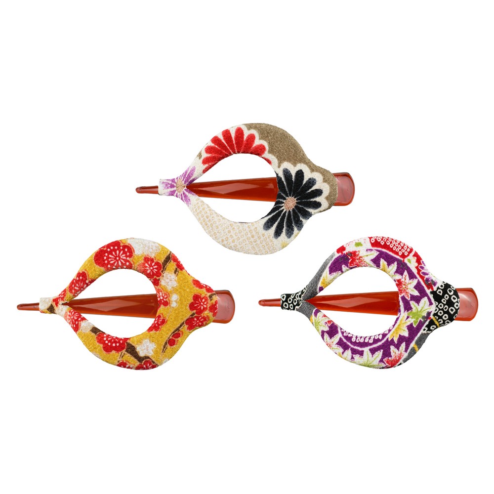 Hairwear cotton chirimen kimono print harp multicoloured