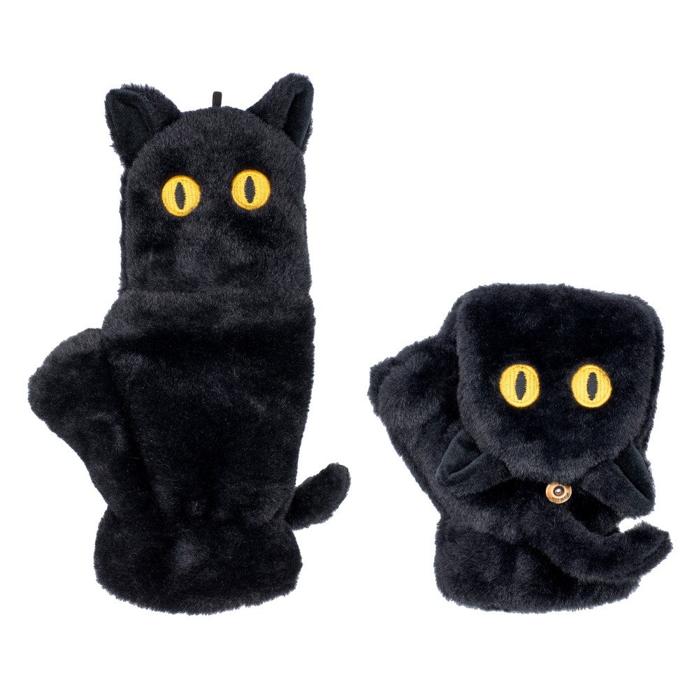 Gloves acrylic fingerless kitten black