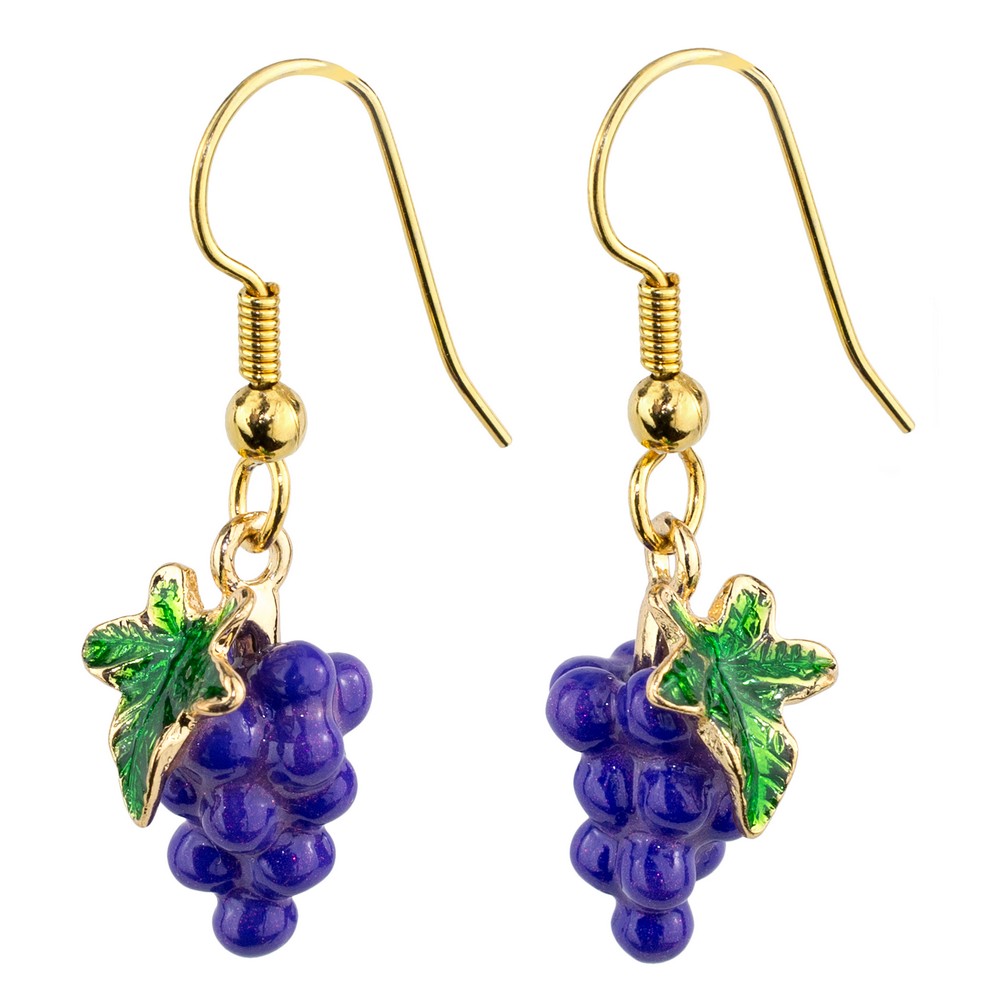 Drop earring enamel grapes purple