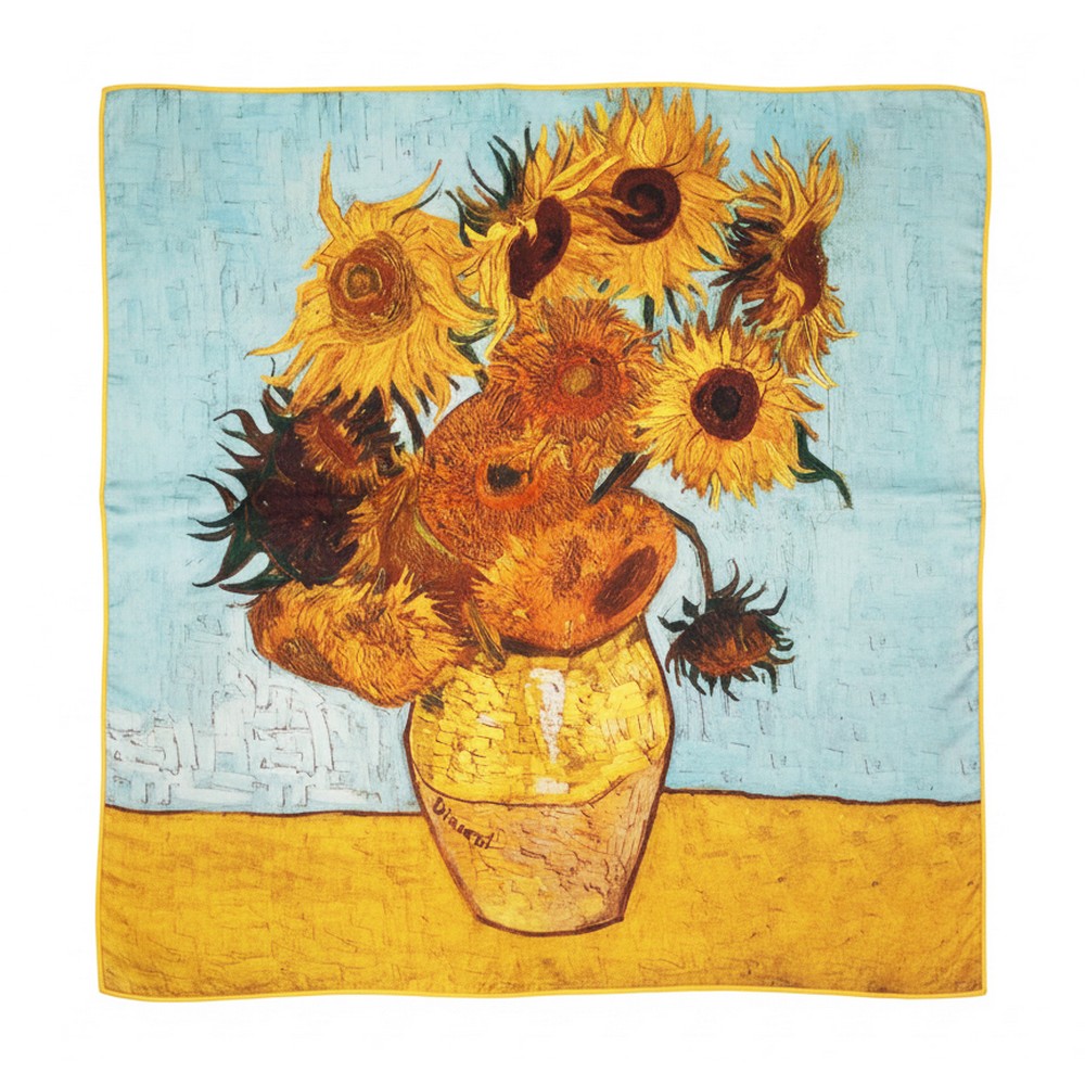Scarf kerchief Van Gogh sunflowers yellow