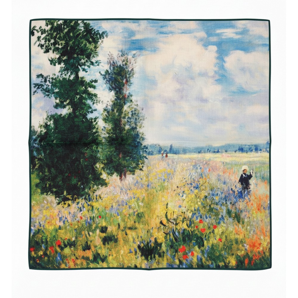 Scarf kerchief Monet meadow with poplars multicoloured