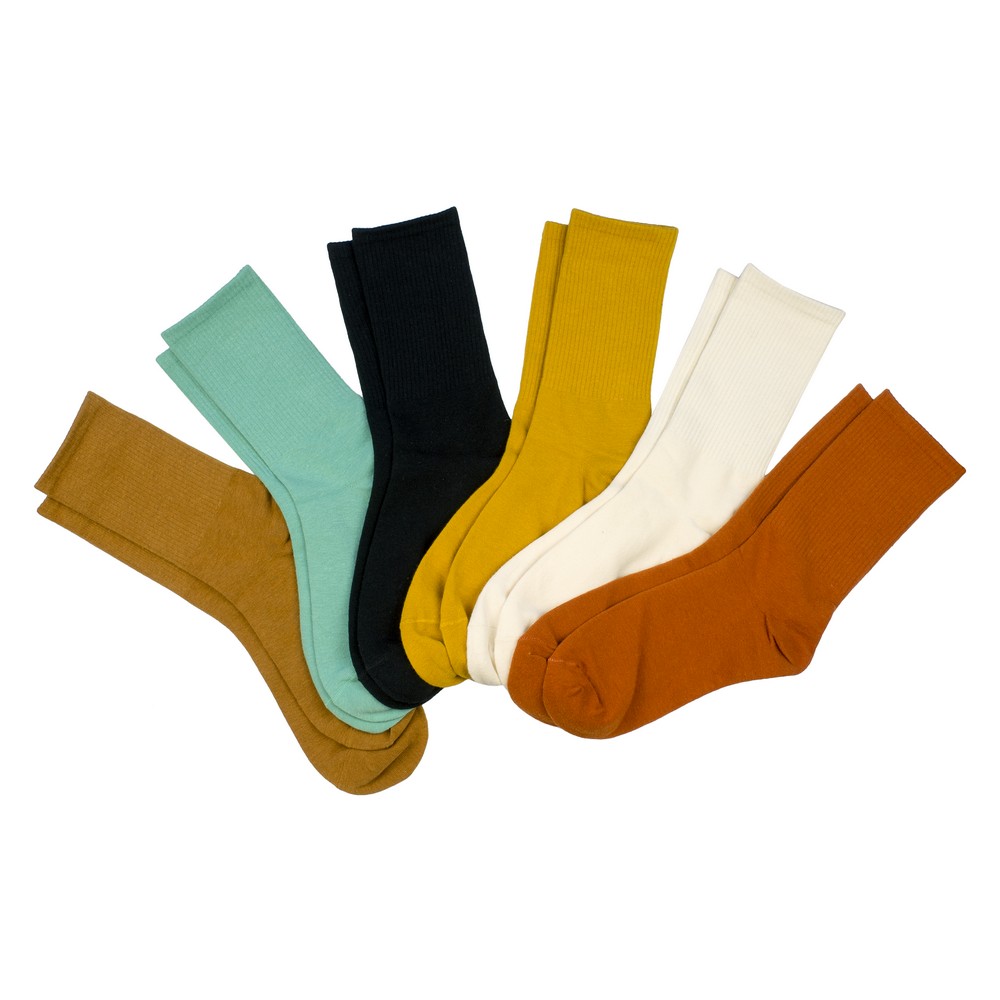 Socks cotton & spandex autumnal colour set of 6