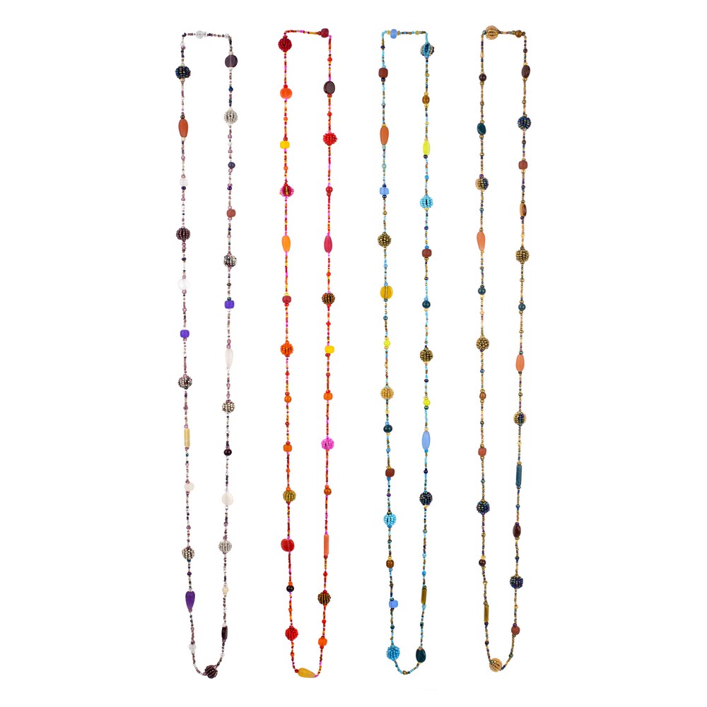 Necklace glass & resin multi bead harlequin strand assorted colours